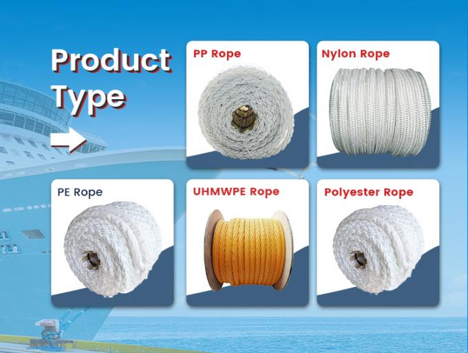 Witte hoge sterkte PP polypropyleen 8 strengen 64 mm mooring touw voor zeeverbinding 13