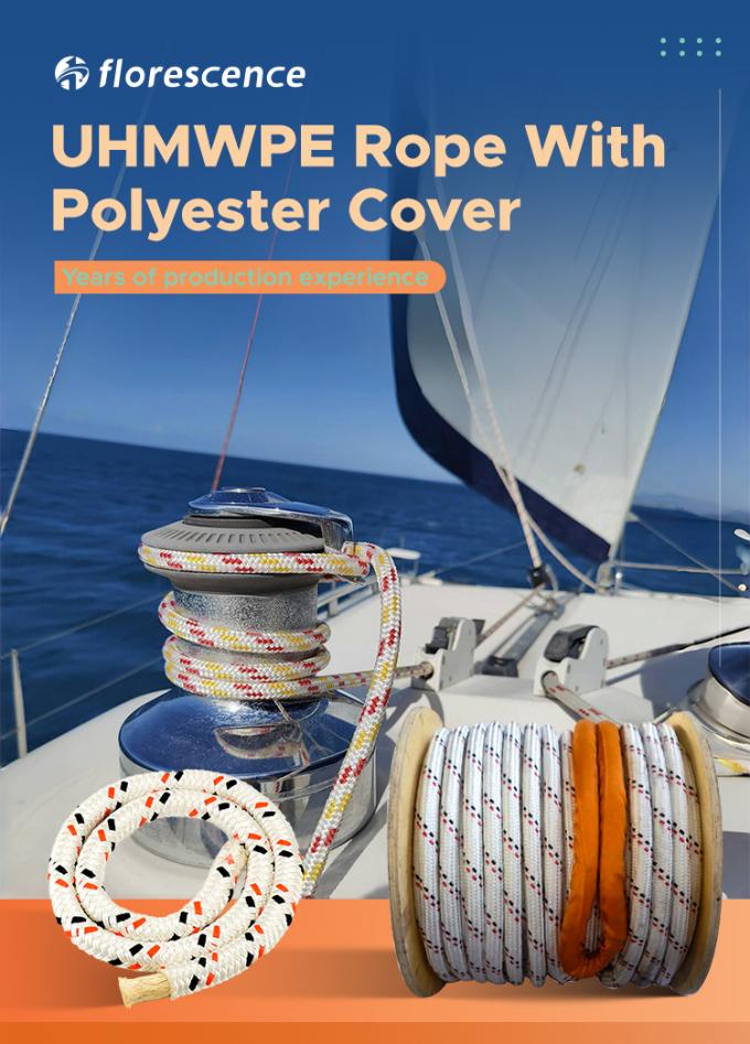Hoge sterkte dubbel gevlochten polyester jas met Uhmwpe Marine sleeptouw 0