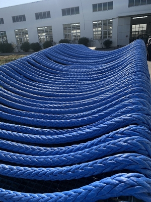Hoge sterkte 12-streng gebreide UHMWPE synthetische vezel draad touw 48mm Diameter Voor zeeschepen slepen Mooring Steel Hinge Bag