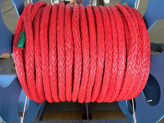 Hoge sterkte 12-streng gebreide UHMWPE synthetische vezel draad touw 48mm Diameter Voor zeeschepen slepen Mooring Steel Hinge Bag