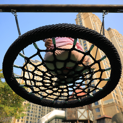 Gepersonaliseerde kleurrijke rood/blauwe vogelnest swing commercieel schommelnet voor kinderen speeltuin