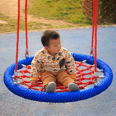 Gepersonaliseerde kleurrijke rood/blauwe vogelnest swing commercieel schommelnet voor kinderen speeltuin