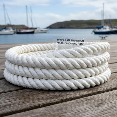 80 mm doorsnede 8 strengen nylon touw met hoge energie-absorptie en waterdicht voor maritieme mooring
