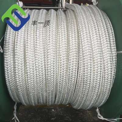 Witte kleur dubbel gevlochten mooring touw Nylon sleeptouw voor schepen